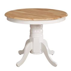 a white table with a wooden top