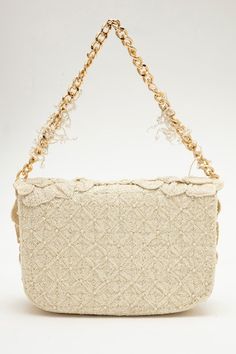 Ivory bag with floral hand embroidery using Japanese bugle beads embellishments. Comes along with a gold finish detachable chain strap. - Aza Fashions Beige Embellished Rectangular Shoulder Bag, Luxury Embellished Cream Bags, Beaded Rectangular Bag For Reception, Beige Beaded Bags For Reception, Rectangular Beaded Bag For Reception, Evening Embroidered Cream Shoulder Bag, Cream Embroidered Shoulder Bag For Evening, Evening Cream Embroidered Shoulder Bag, Luxury Rectangular Shoulder Bag For Reception