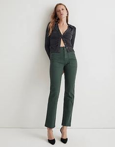 The '90s Straight Cargo Pant in Garment-Dyed Canvas Paperbag Pants, Pants Fit, Utility Pants, Green Pants, Madewell Jeans, Cargo Pant, Madewell Denim, Straight Pants, Work Pants