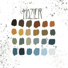 the color scheme for hozier is shown in shades of brown, blue and green