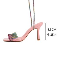 Shop Colors Rhinestone Pink Stilettos Strappy Party Sandals color Pink for Ball, Dancing Club, Music Festival, Night Club, Party with worldwide Free shipping & Free return. Multicolor Rhinestone High Heel Sandals, Multicolor High Heel Sandals With Rhinestones, Glamorous Multicolor Sandals For Party, Multicolor Ankle Strap Heels For Party, Glamorous Pink Sandals For Party, Trendy Rhinestone Party Heels, Rhinestone Sandals For Party Season Events, Party Season Sandals With Rhinestones, Party Season Sandals With Rhinestones For Events