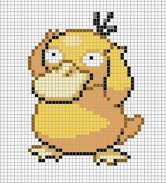 a cross stitch pattern with an image of a cartoon character in yellow and black colors