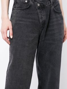 high-waist straight-leg jeans from AGOLDE featuring black, organic cotton, high-waisted, belt loops, asymmetric front button fastening and classic five pockets. Conscious: This item is made from at least 50% organic materials. This item is in size 28 and the color is Black Sweatpants Shorts, Organic Materials, Short Leggings, Knitwear Cardigan, T-shirt Polos, Sneaker Boots, Womens Shoes Sneakers, Crossover, Straight Leg Jeans