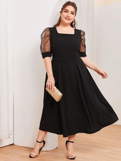 Dress Big Size Party, Big Size Dress Casual, Mesh Sleeve Dress, Plus Size Dresses For Party, Frock For Women, Plus Size Party Dresses, Plus Size Fashion For Women