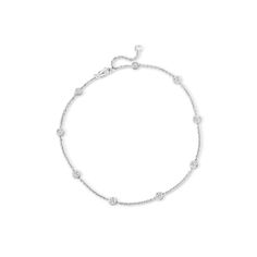 Ross-Simons - 1.00 ct. t. w. Diamond Station Anklet in Sterling Silver. 9". Any stylish woman will adore our diamond anklet, glistening with 1.00 ct. t. w. round brilliant-cut diamonds in polished sterling silver on a dainty cable chain with a 1" extender. To this day, it remains a style essential - and one she may not think to pick up for herself - making it the perfect gift! Lobster clasp, diamond station anklet. Diamond birthstones are the perfect gift for April birthdays. Diamond Anklet, Diamond Birthstone, Fine Jewelry Bracelets, Anklet Jewelry, Stone Cuts, Round Brilliant Cut Diamond, Diamond Stone, Fashion Essentials, Brilliant Cut Diamond