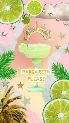 margarita please cocktail poster with limes and stars