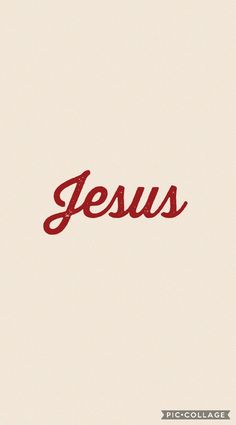 the word jesus written in red on a white background