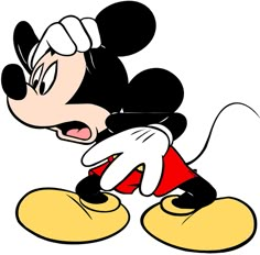 a cartoon mickey mouse with his tongue out