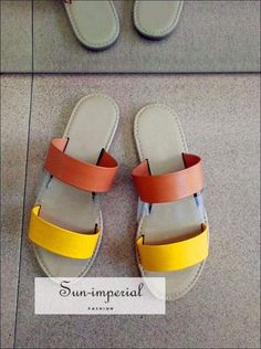 Upper Material:PU Sandal Type:Basic Heel Type:Flat with Lining Material:PU Side Vamp Type:Open Outsole Material:Rubber Item Type:Sandals Heel Height:Flat (≤1cm) With Platforms:Yes Platform Height:0-3cm Occasion:Casual Closure Type:Slip-On Fit:Fits true to size, take your normal size Back Counter Type:open Fashion Element:Platform Style:Fashion sun-imperialdsp1688-6 Pattern Type:Mixed Colors Insole Material:PU Department Name:Adult Item1:sandalias de mujer verano 2020 Item2:ladies sandals summer Beach Toes, Casual Summer Sandals, Basic Heels, Genuine Leather Sandals, Yellow Sun, Sandals Slippers, Shoes Ladies, Loafers Style, Colour Yellow