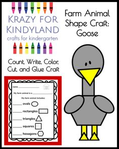 an image of a turkey with crayons in the background and text that says, krazzy for kindland shape craft goose