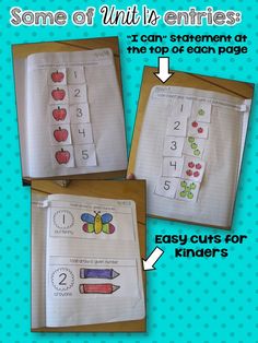 three pictures of different activities for students to do with their own numbers and colors, including the