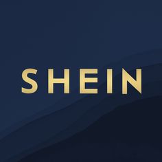 the word shein is written in gold on a dark blue background with wavy lines