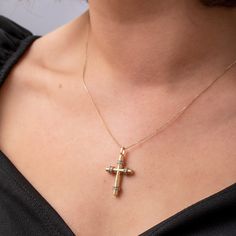 "14K 18K Gold Cross Cremation Urn Necklace, Custom Engraved Memorial Cross Necklace, Keepsake Cross Urn Pendant, Ash Holder Necklace Material: Solid Gold, real gold (not gold-filled or no gold plated) Karat: 14 K (585) or 18 K (750) Available gold color: Yellow, rose, and white Cross Size: 30mm Stones: CZ - Cubic Zirconia Both Sides of the pendant are available for engraving. You can easily place the ashes, hair, or burial soil of your loved one or special pet inside this bar pendant by yourself Elegant Cross Necklace For Memorial, Yellow Gold Pendant Jewelry For Memorial, Gold Cross Locket Necklace, Elegant Memorial Cross Pendant Necklace, Spiritual Diamond Cut Pendant Necklaces, Spiritual Diamond Cut Pendant Necklace, Spiritual Hallmarked Necklaces For Memorials, Anniversary Necklace With Polished Cross Pendant, Heirloom 14k Stamped Necklace For Memorials