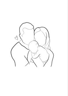 a black and white drawing of two people hugging each other