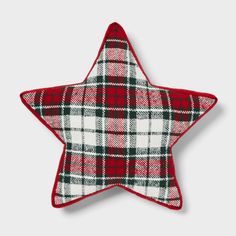 a red and white plaid star ornament