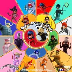 the animated characters are all in different colors