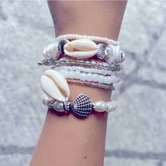 New And Attached Beige And White Pearl Shell Decor Bracelets Different Sizes To Stack Them And Wear Together Or Separate Mermaid Core All Items Ship Within 1-2 Business Days Or Sooner! Bundle And Save Reasonable Offers Welcome Vacation Shell Beaded Bracelets, Elegant White Bracelets For Summer, Shell Bracelets For Summer, Beaded Silver Bracelets For Summer Vacation, Silver Beaded Bracelets For Summer Vacation, White Bracelets For Summer Vacation, Silver Beaded Bracelets For Vacation In Summer, Summer Beach Stackable Jewelry, Adjustable White Shell For Beach Season