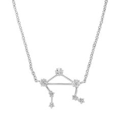 Showcase your astrological sign whenever you wear this unique zodiac necklace. Featuring dazzling cubic zirconia gemstones set in a constellation pattern, This dainty necklace is a perfect way to personalize your look. Showcase your astrological sign whenever you wear this unique zodiac necklace. Featuring dazzling cubic zirconia gemstones set in a constellation pattern, This dainty necklace is a perfect way to personalize your look. Chain length: 16 in. + 2-in. extender Chain type: link Nickel Celestial Zodiac Sign Diamond Jewelry, Elegant Diamond Zodiac Sign Jewelry, Celestial Zodiac Diamond Jewelry, Elegant Diamond Jewelry With Zodiac Sign, Celestial White Gold Zodiac Sign Necklace, White Gold Celestial Zodiac Necklace, Diamond Zodiac Sign Necklace Gift, Diamond Zodiac Sign Necklaces As Gifts, Constellation Pattern