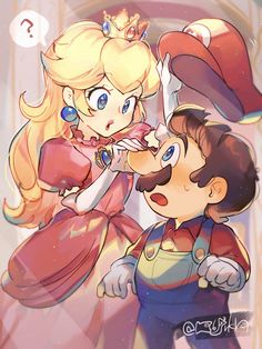 an image of mario and princess peach kissing