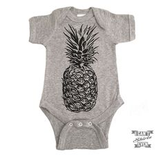 Pineapple Onesie Gray Short Sleeve Summer Bodysuit, Cute Gray Cotton Onesie, Cute Baby Onesies, Pineapple Lovers, Newborn Onesies, White Onesie, Baby Boy Onesies, Baby Needs, Baby Wearing