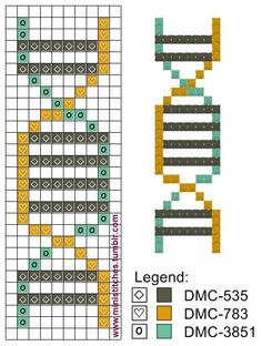 a cross stitch pattern with the words legend dmc - 783