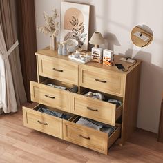 Oak Simple Dresser, Dresser Organizer, Dresser Table, Wide Dresser, Dresser For Bedroom, Dresser Organization, Storing Clothes, How To Store Shoes, 6 Drawer Chest