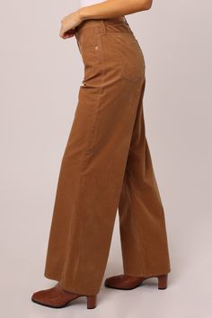 High rise wide leg pants. It's the trusted fit that sits at natural waist and easy fitting in the hips and thigh. Full inseam on solid color corduroy twill (non-stretch) washed for that luxurious soft touch.11 1/2" Front Rise (include waistband), 24 1/2" Leg Opening, 31" inseam (Size 27) 100% COTTON Machine wash cold, Tumble dry low Imported Zip fly and button closure Five-pocket style Dark Tan, You're Beautiful, High Rise Pants, Khaki Color, Color Khaki, Picture Perfect, Effortless Style, Leg Pants, Perfect Pair