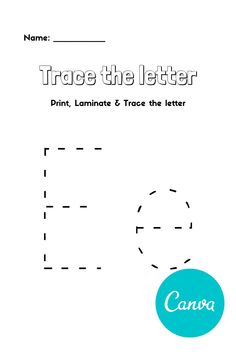 trace the letter e with this printable worksheet to practice handwriting and numbers