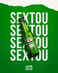 a green beer bottle with the words sextou sestoou ses you sexyou on it