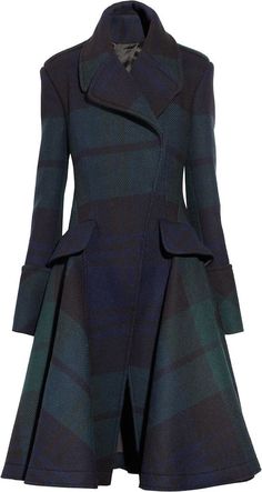 Alexander McQueen Tartan Coat, Moncler Jacket, Project Runway, Plaid Coat, Moda Vintage, 가을 패션, Black Watch, Coat Dress