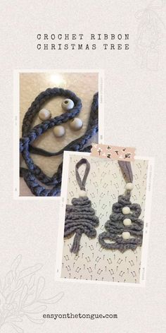 an image of two knitted items with buttons and beads on them, one is wearing a