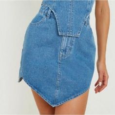 Nwt Sz 8 Trendy Denim Bottoms With Mini Hem, Chic Fitted Medium Wash Skort, Chic Medium Wash Fitted Skort, Blue Mini Denim Skirt For Summer, Blue Mini Hem Denim Skirt For Summer, Chic Blue Cutoff Denim Skirt, High Rise Denim Skort For Day Out, Blue Denim Skort For Day Out, Spring Blue Denim Skort