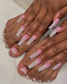 Coffin Style Nails Spring, Long Tapered Square Nail Designs, Ombre Acrylic, Diva Quotes, Curved Nails, Acrylic Toes, Drip Nails, Ombre Acrylic Nails