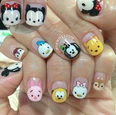 disney nails. Disney Nail Art, Simpul Makrame, Paint Nails, Gel Paint, Unicorn Nails, Korean Nails