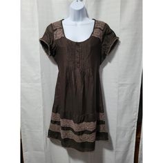 Maurices Nwt Size M Peasant Dress Pit To Pit 19.5in No Stretch Shoulder To Hem 36in Waist 34in Attached Ties To Tie Back Waist Crochet Details Buttons On Sleeves That Open Sleeves Buttons Down Chest Lined Body, Sheer Sleeves Made In China, 70% Cotton, 30% Silk Tags: Silk Blend, Boho, Peasant, Neutral, Chocolate Brown, Nwt, New With Tags, Knee Length, Knee-Length, Spring Summer, Fall, Short Sleeve, Tie Back Note: Smoke Free, Cat Friendly Home Casual Flowy Short Sleeve Peasant Dress, Flowy Casual Peasant Dress With Short Sleeves, Short Sleeve Peasant Dress For Vacation, Casual Cotton Peasant Dress, Casual Brown Dress With Lace Trim, Casual Short Sleeve Peasant Dress For Vacation, Casual Peasant Dress With Short Sleeves For Vacation, Fitted Cotton Peasant Dress, Short Sleeve Cotton Peasant Dress