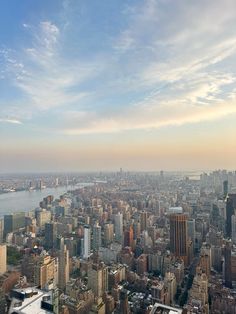 an aerial view of new york city and the hudson river