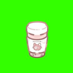 hello kitty in a jar on a green background