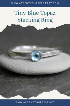 This sterling silver blue topaz stacking ring is a perfect gift for someone with a December birthday or to celebrate your 4th wedding anniversary. And, it would make a great addition to a collection of stacking rings. Here are the details:

This ring is made with a 4mm bezel set blue topaz cabochon set on a sturdy sterling silver band. This item is handcrafted by Barb Macy in Corvallis, OR and there may be some differences from the photos. Sterling Silver Topaz Birthstone Ring With Round Band, Sterling Silver Stackable Topaz Ring Gift, Adjustable Blue Topaz Promise Ring, Stackable Round Topaz Ring As Gift, Adjustable Blue Topaz Ring, Adjustable Sterling Silver Topaz Birthstone Ring, Blue Topaz Stackable Rings As A Gift, Stackable Blue Topaz Round Rings, Stackable Blue Topaz Ring