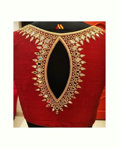 Red Blouse Design, Hand Magic, Mirror Blouse, Aari Blouses, Bridal Indian, Boat Neck Blouse Design, Mirror Embroidery, Maggam Works, Cutwork Blouse Designs