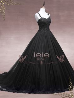 Black Lace Ball Gown Wedding Dress - Faith by ieie Bridal Black Lace Ball Gown, Untraditional Wedding Dress, Lace Ball Gown Wedding Dress, Untraditional Wedding, Black Lace Wedding Dress, Black Lace Wedding, Making A Wedding Dress, Black Wedding Gowns, Wedding Dresses Lace Ballgown