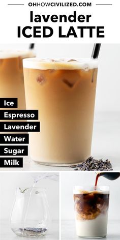 If you enjoy sweet and floral coffee drinks, you’ll love this iced lavender latte. The recipe is flavored with real lavender and so easy to make at home. #icedlavenderlatte #lavenderrecipes #coffeerecipes #lattes Lavender Latte Recipe, Sandwiches Afternoon Tea, London Fog Tea Latte, Iced Chai Tea Latte, Lavender Latte, Tea Latte Recipe, Lavender Recipes, Caffeine Drinks