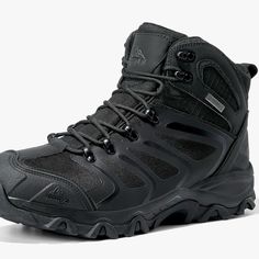 Nortiv 8 Men’s Ankle High Waterproof Hiking Boots Outdoor Lightweight Shoes Trekking Trails Armadillo Black Waterproof Lace-up Hiking Boots, Fade-resistant Black Hiking Boots For Outdoor Work, Black Slip-resistant Hiking Boots For Walking, Functional Black Weatherproof Work Boots, Slip-resistant Black Boots For Outdoor Activities, Outdoor Black Slip-resistant Work Boots, Black Slip-resistant Boots For Outdoor Activities, Durable Black Functional Work Boots, Breathable Ankle-high Outdoor Boots