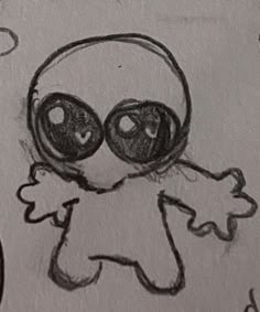 a drawing of an alien with big eyes