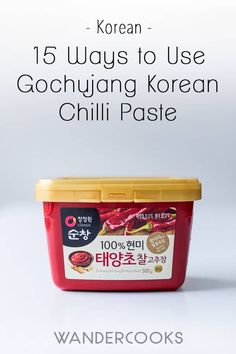 an advertisement with the words korean 15 ways to use gochujung korean chili paste