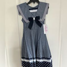 Nwt Smoke Free Home Fitted Spring School Dresses, Fitted Spring Dresses For School, Fitted Dresses For School In Spring, Spring Short Sleeve School Dress, Sleeveless Summer School Dress, Blue Cotton Dress For Dress-up, Casual Summer School Dresses, Sleeveless Cotton School Dress, Cute Fitted Navy Dress