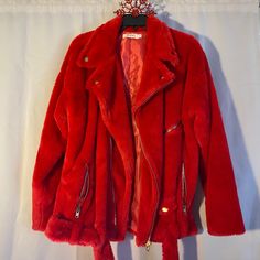 Reposhing This Item I Purchased From @Angieg32004. Loved It, But Ready To Rotate For Something New. Questions? Leave A Comment Below! This Is In Perfect Unworn Condition!!!! Red Fall Outerwear With Faux Fur Lining, Cheap Cozy Red Outerwear, Red Faux Fur Lined Outerwear For Fall, Brandy Melville Jacket, Red Fleece-lined Outerwear For Winter, Red Winter Fur Coat With Faux Fur Trim, Red Faux Fur-lined Outerwear For Fall, Bear Coat, Wool Jackets Women