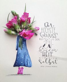 a drawing of a woman with pink flowers in her blue dress and the words dear hoochiste genius written on it