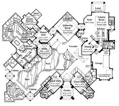 a floor plan for a house with lots of rooms