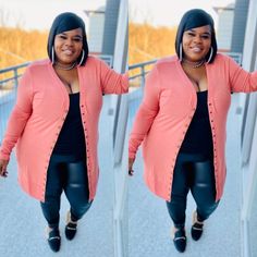 This duster has stretch, the models wearing a 1x. Size Chart 1x-14/16 2x-18/20 3x-22/24 ALL ORDERS SHIP USPS 3 DAY PRIORITY MAIL! ALL ORDERS ARE PROCESSED AND SHIPPED WITHIN 72 BUSINESS HOURS!! ALL PACKAGES WILL REQUIRE SIGNATURE UPON DELIVERY!! Pink Cardigan Vest 4xl Plus Size, Gear Outfit, Plus Size Summer Outfits, Respect Women, Fashion Outfits Casual, Casual Professional, Corporate Outfits, Fashion Guide, Professional Attire