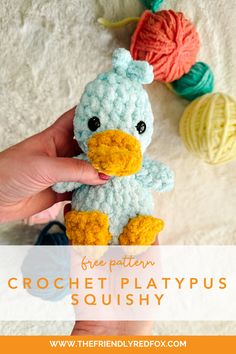 crochet platypus amigurumi pattern Free Crochet Platypus Pattern, Woobles Crochet Pattern Free, Crochet Mini Amigurumi Free Pattern, Platypus Crochet Pattern, Blanket Yarn Crochet Patterns, Crochet Stuff To Sell, Squishy Crochet, Free Crochet Amigurumi Patterns, Crochet Toys Free Patterns